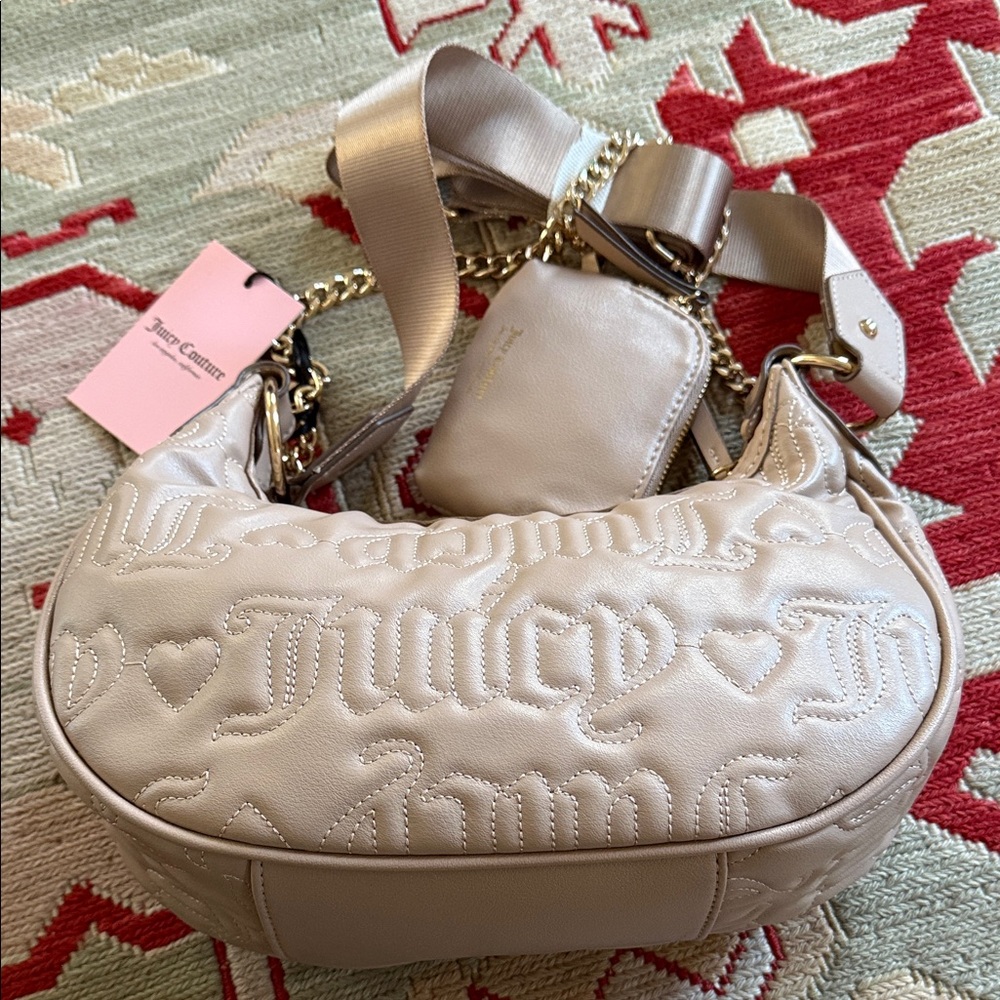 NWT Juicy Couture Beige Embossed Shoulder Bag